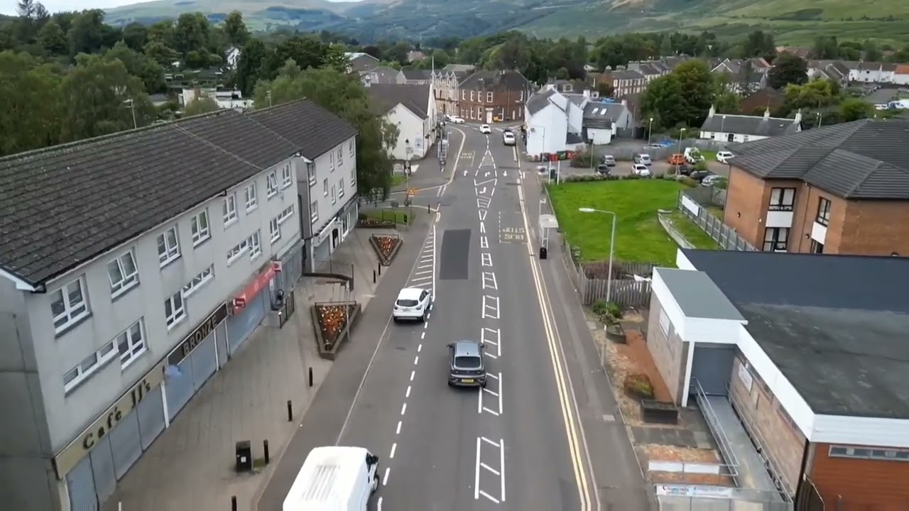 Small drone in the small town of Scotland Lennoxtown