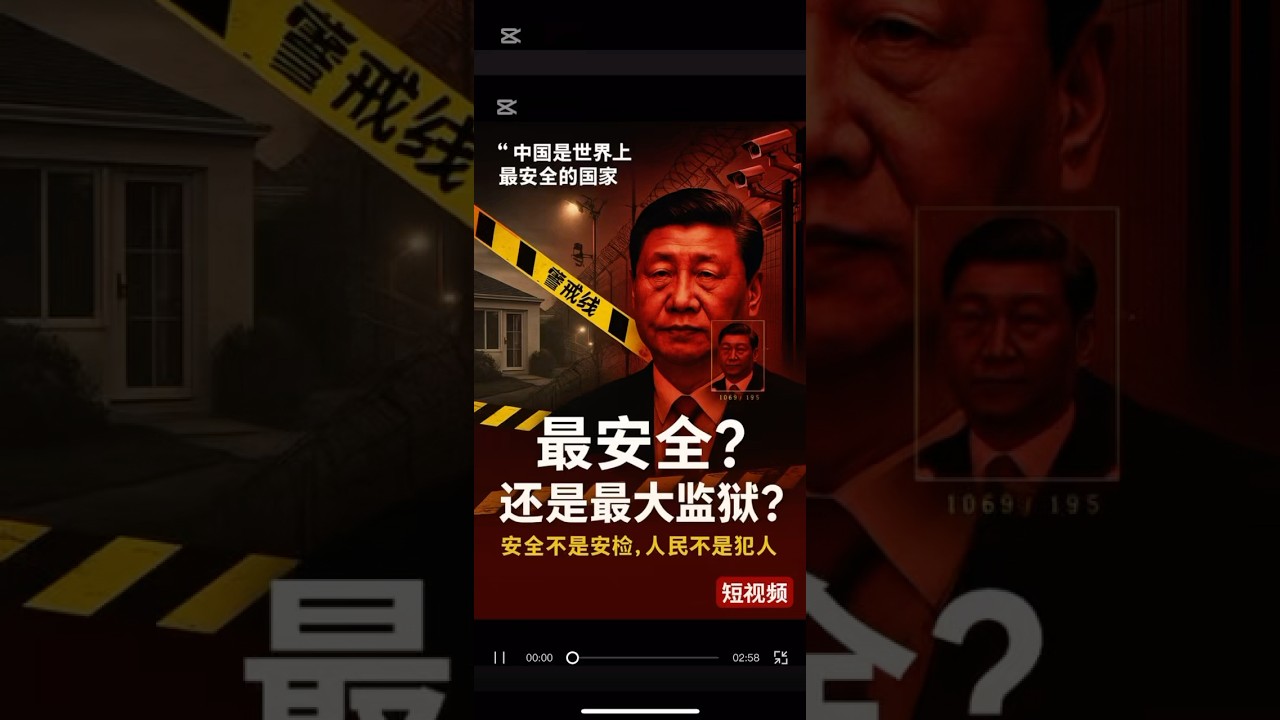 安全不是靠安檢，人民不是嫌疑犯｜「最安全」的真相：探頭看著你，鎖頭鎖著你，權力按著你 #言論自由 #暴風雪行動 #中共極權 #中國現實 #民主不退讓 #中共體制 #制度失靈