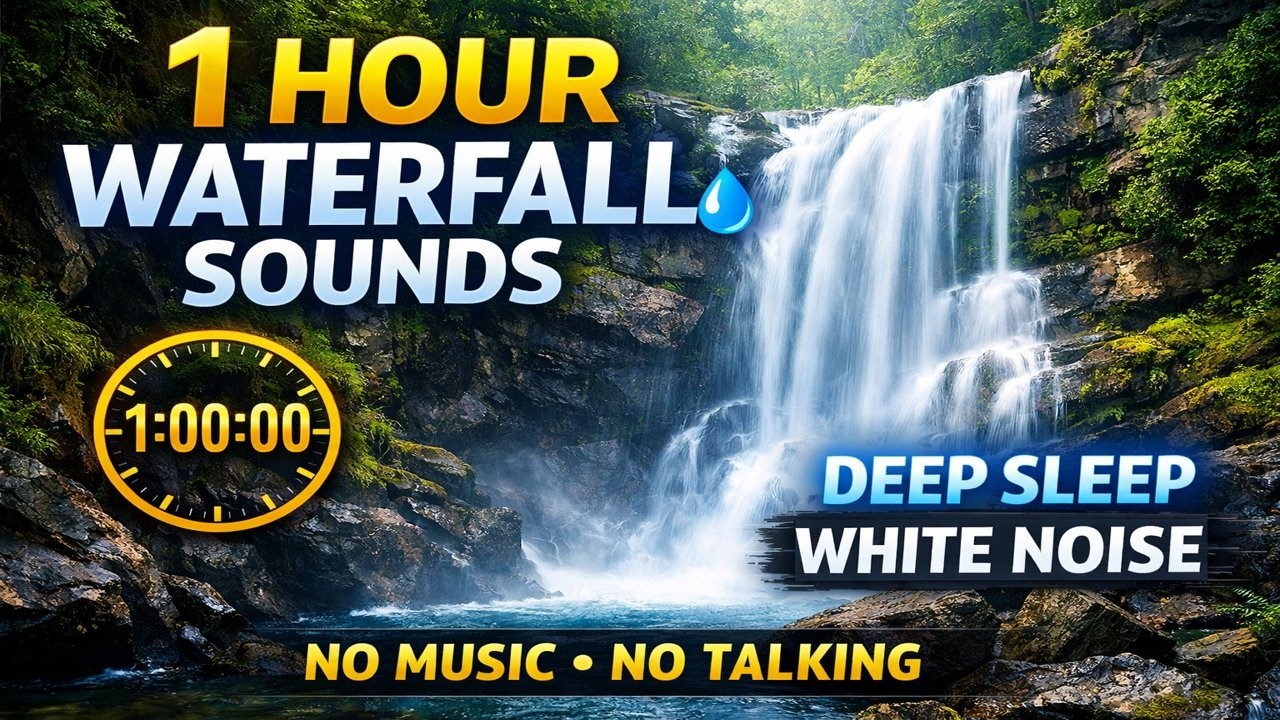 1 Hour Waterfall Sounds 🌊 Deep Sleep Instantly | Relaxing Nature ASMR White Noise (No Music)