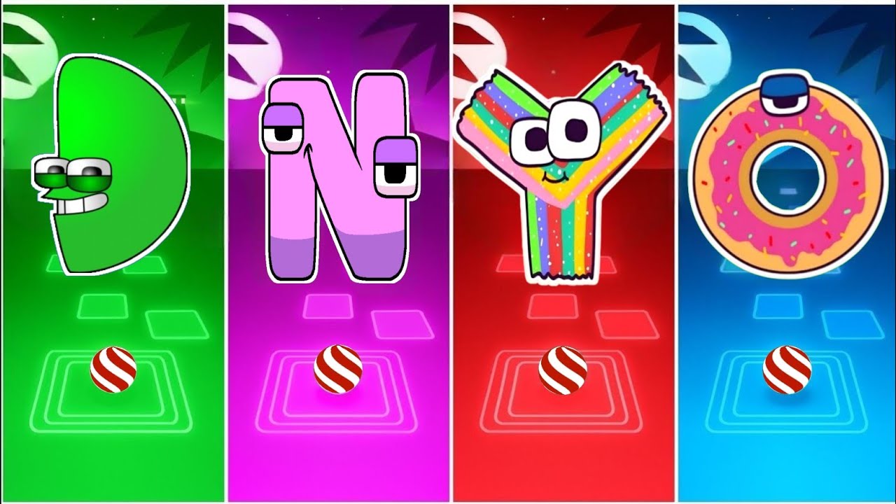 ALPHABET LORE D 🟣 🆚 N 🟢 🆚 Alphabet  LORE SWEET CANDIES - Y 🔴 🆚 U 🔵 - TILES HOP 🔥🎶