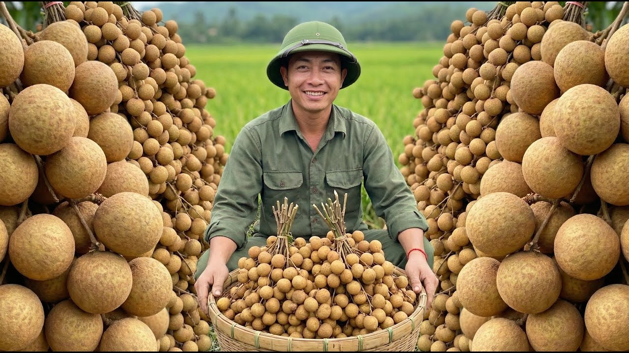 Longan harvest | real farm work with natural field sounds.