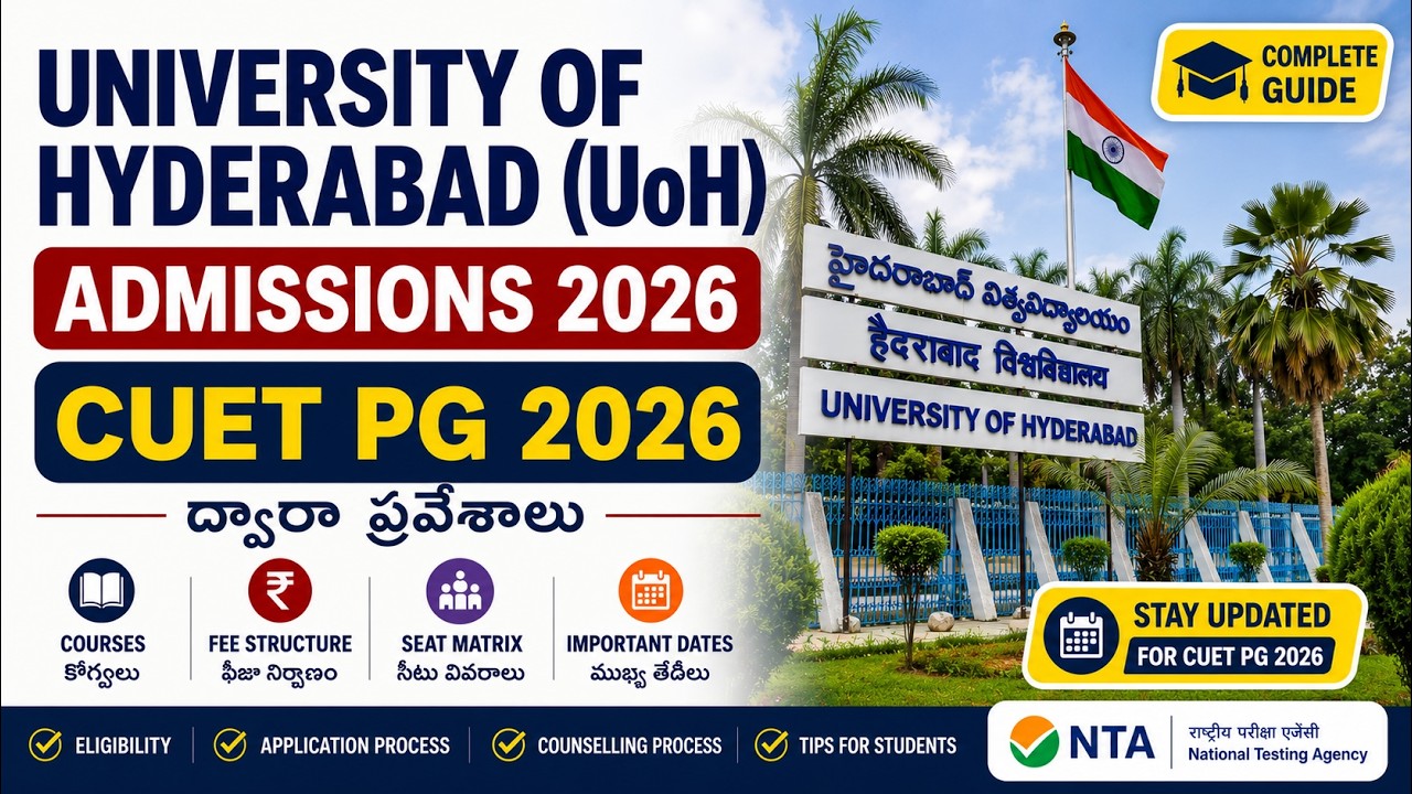 🎓 University of Hyderabad (UoH) Admissions 2026 | CUET PG 2026 Complete Guide in Telugu