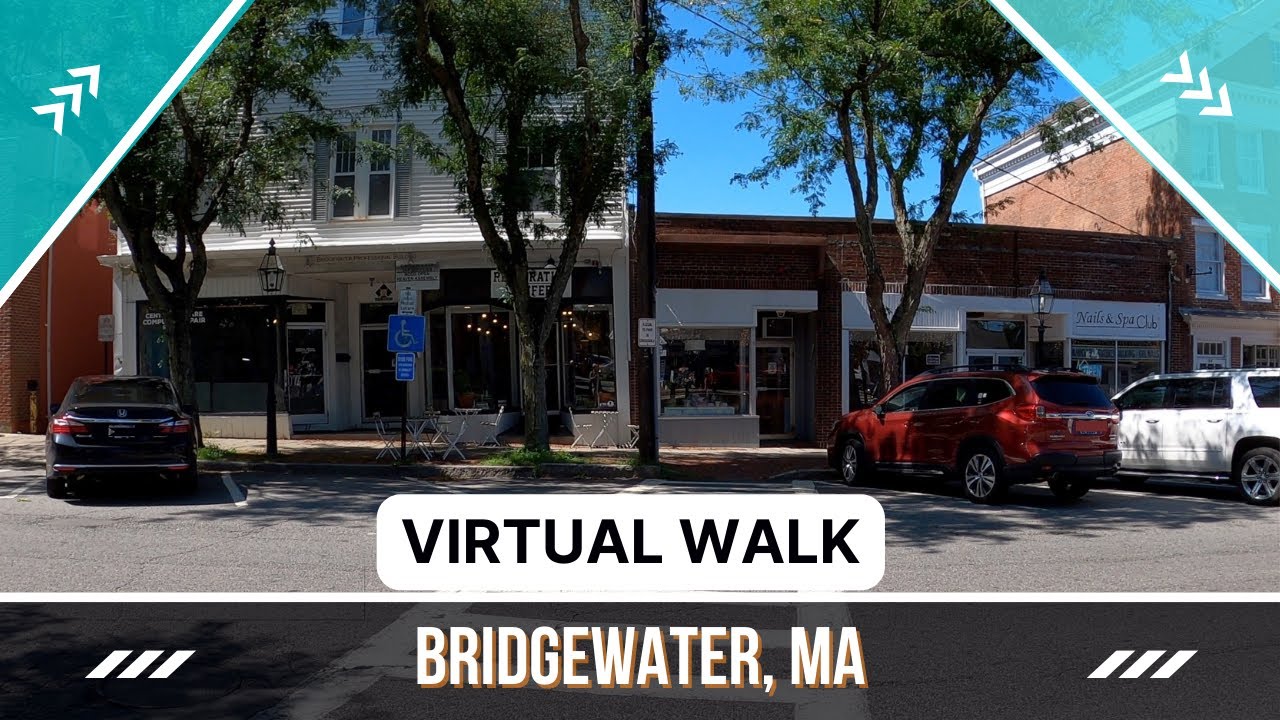 College Town Vibes - Downtown Walking Tour of Bridgewater, MA - New England Town Background Ambiance
