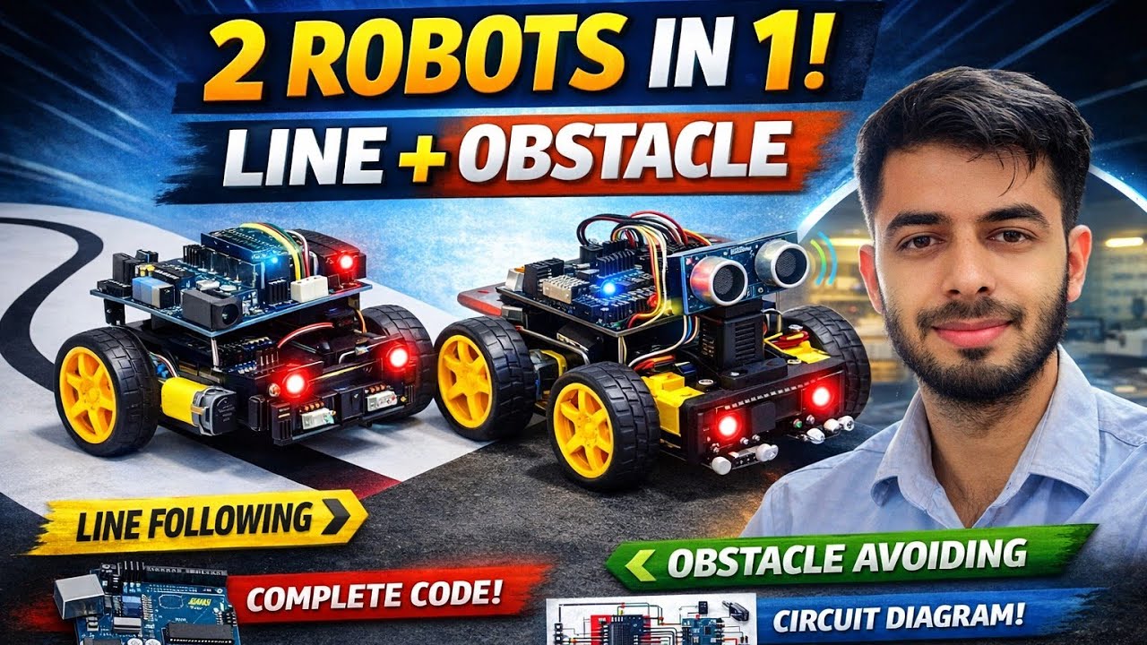 Arduino Line Follower with Obstacle Avoidance | Complete Code & Circuit Explained
