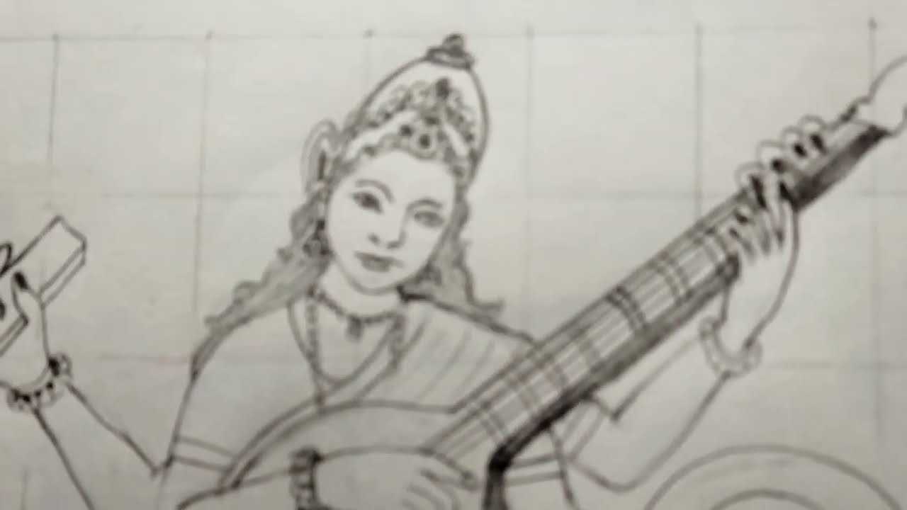 How To Draw Saraswati Mata Drawing✨ Basant panchami special drawing✨ 🔥