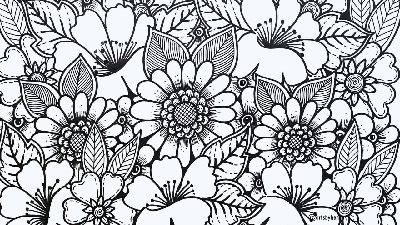 🌺How To Draw Beautiful Doodle Flowers For Beginners | Relaxing Doodle Flower Art🌺
