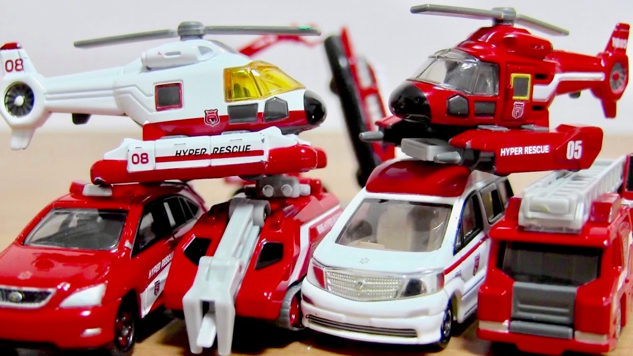 ヤフオクで購入中古トミカ！ボロいかキレイかドキドキ開封！ハイパーレスキュー HR01〜HR08を購入！ 消防車 重機 クレーン車 はたらくくるま TOMICA HYPER rescue