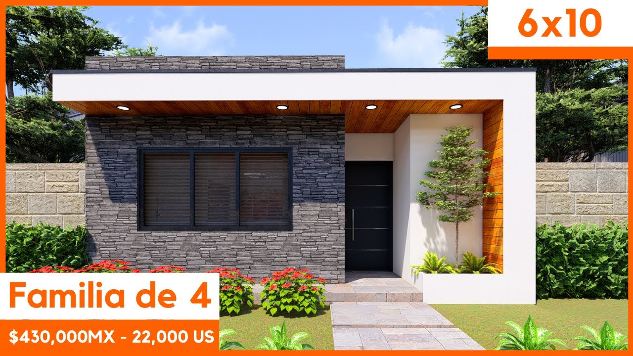 Plano de casa de un piso de 6x10 con 2 Recamaras house design