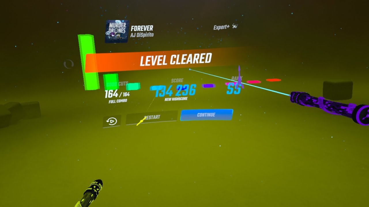 Modded Beatsaber but I'm kinda addicted to Murder Drones... normal levels at the end.