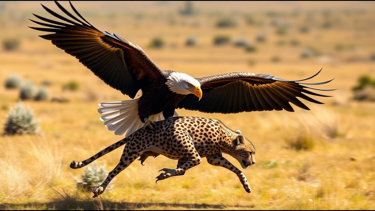 Bald Eagle Hunts Cheetah: Ultimate Wildlife Encounter in 4K UHD 🦅🌍 (AI Documentary 2025) #wildlife