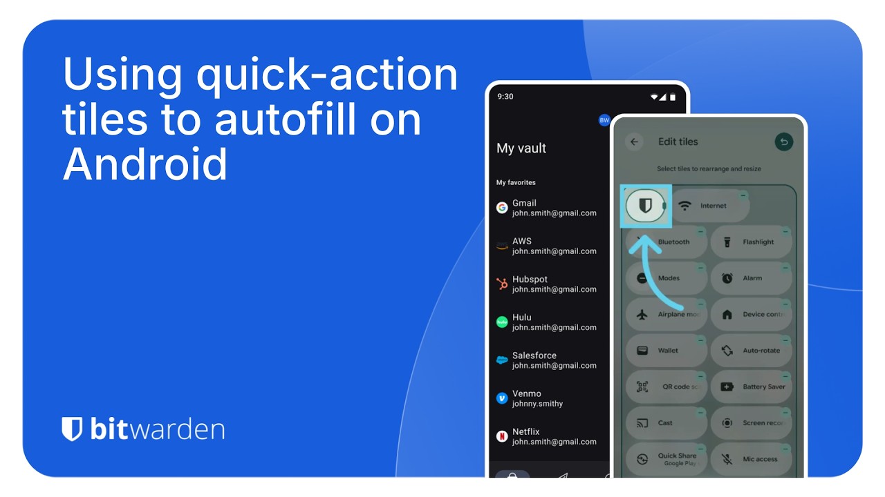 Использование плиток быстрых действий для автозаполнения на Android