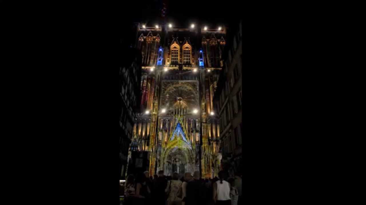 JM le Brun:mapping  2014 de la cathédrale Strasbourg angle rue mercière