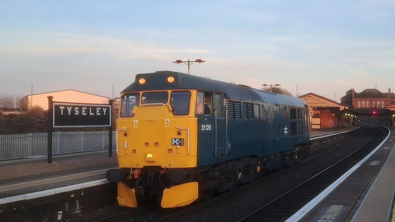 31128 Charybdis the last mainline certified Class 31 locomotive passes Tyseley Station 24/02/2026