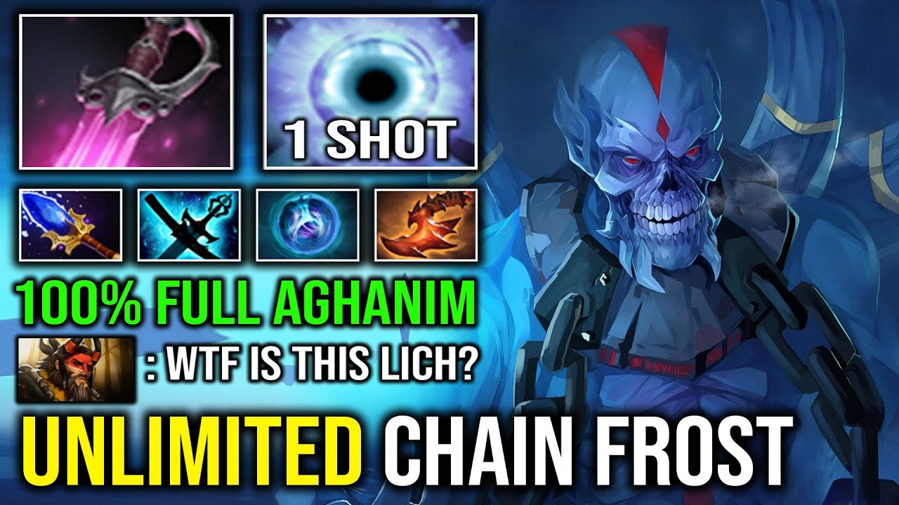 UNLIMITED CHAIN FROST 1 Shot Khanda 100% Full Aghanim Effect Unlimited Bounce Solo Mid Lich Dota 2