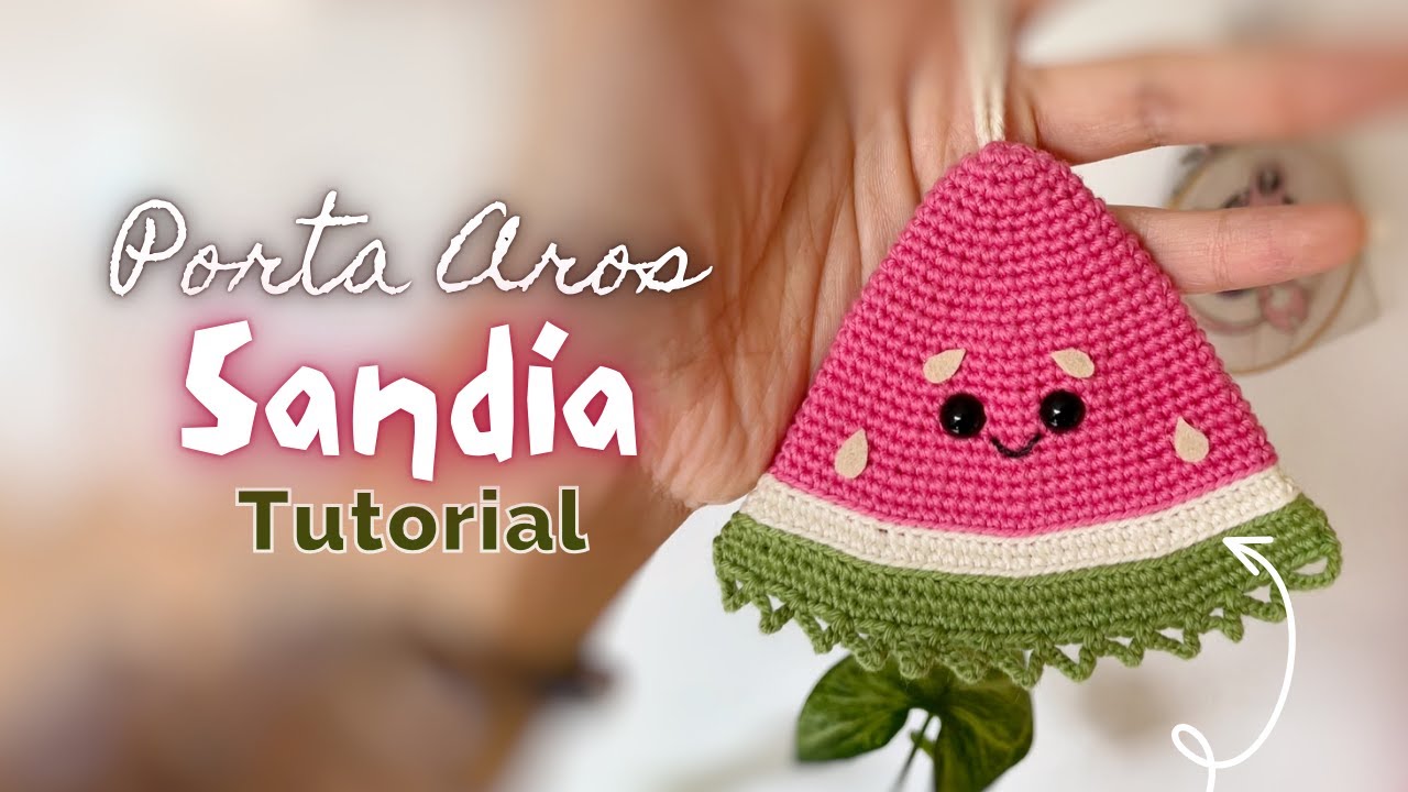Teje conmigo este porta aros de Sandía colgante | Crochet Tutorial