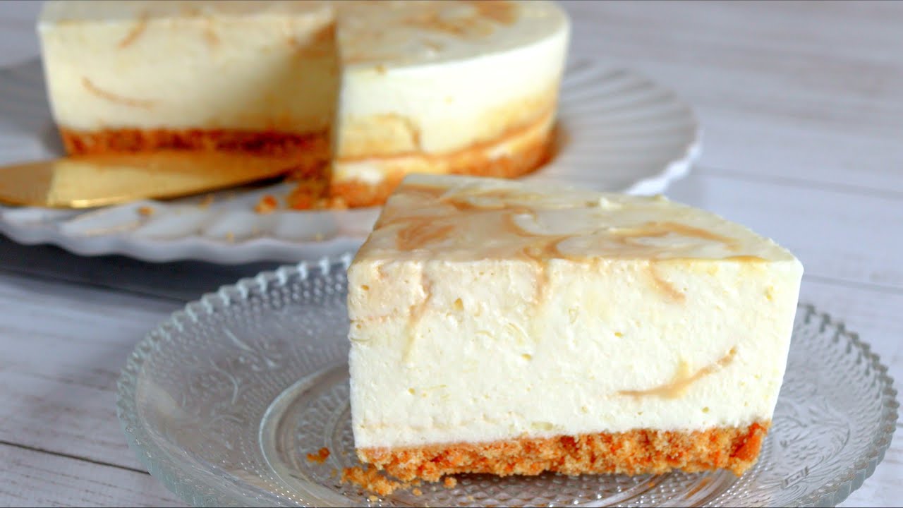 【大人の味】塩キャラメル「レアチーズケーキ」～基本混ぜるだけ、初心者向けお菓子作り