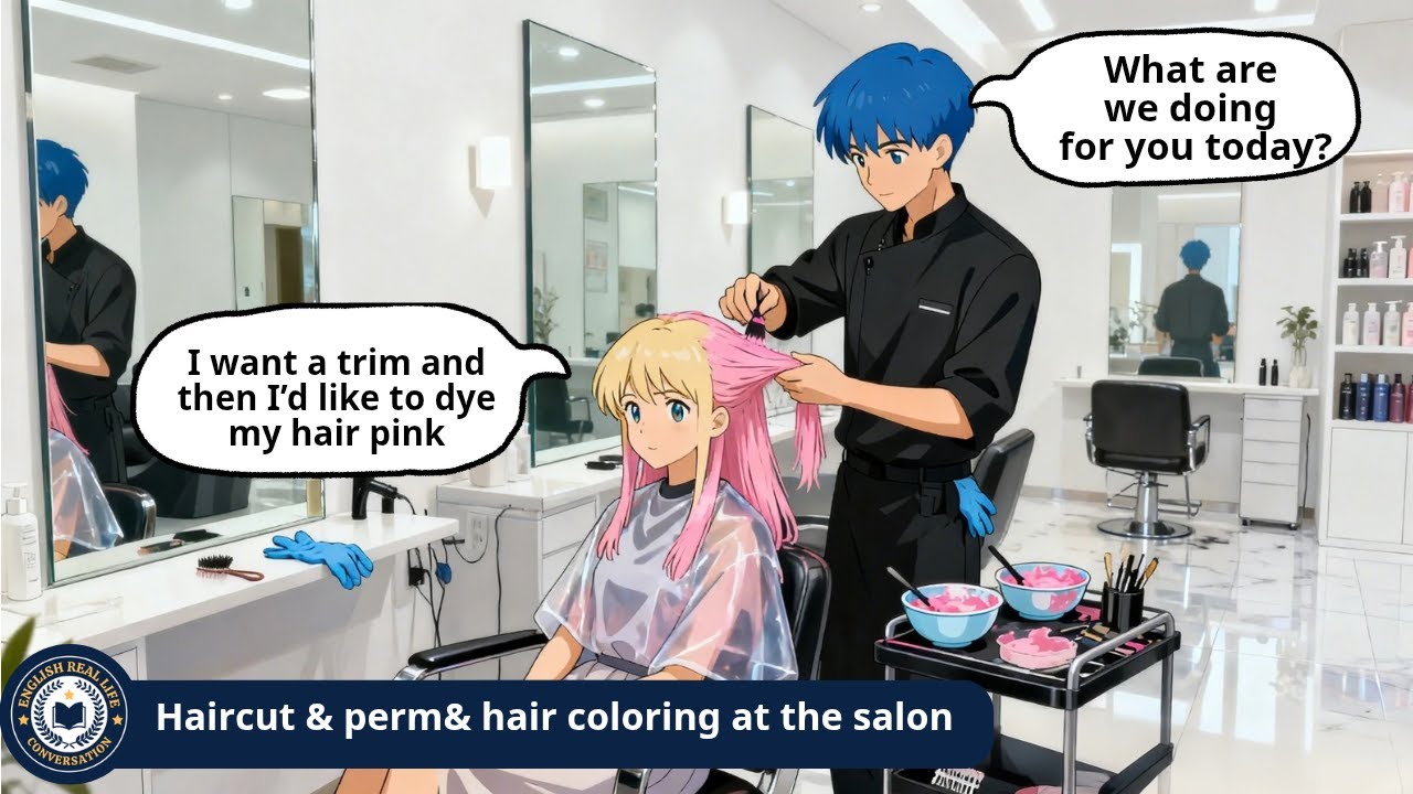 How to Speak English at a Hair Salon ⭐ Real Life Dialogues A1-A2