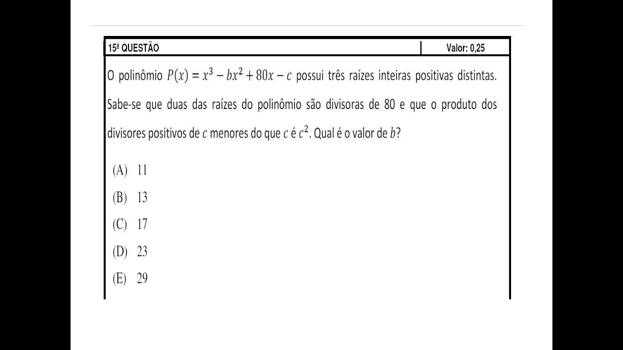 Polinômios e Divisibilidade - IME 2017 - OBJETIVA - 15ª QUESTÃO