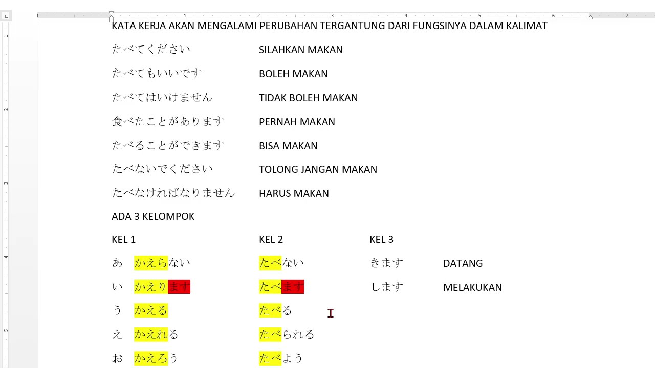 BELAJAR PERUBAHAN KATA KERJA BENTUK ーて // PERUBAHAN KATA KERJA DALAM BAHASA JEPANG