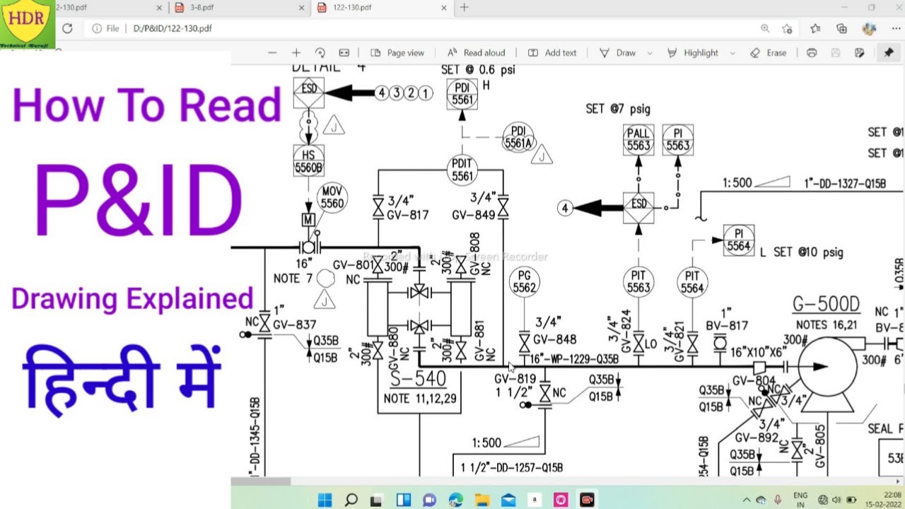 How To Read P&ID || P&ID Piping Instrumentation Diagram || P and ID Drawing In Hindi Video/ Symbols