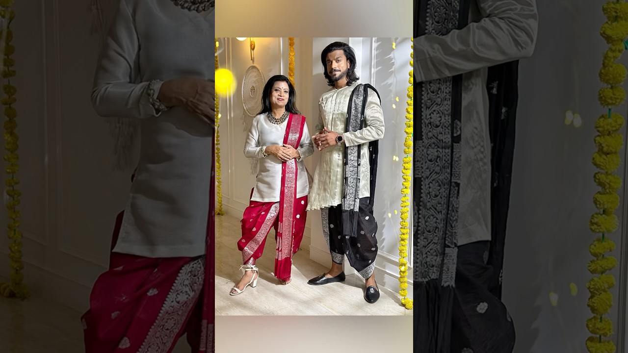 Unisex saree/dhoti draping ✨❤️ #draping #saree #mom #diwali #shorts