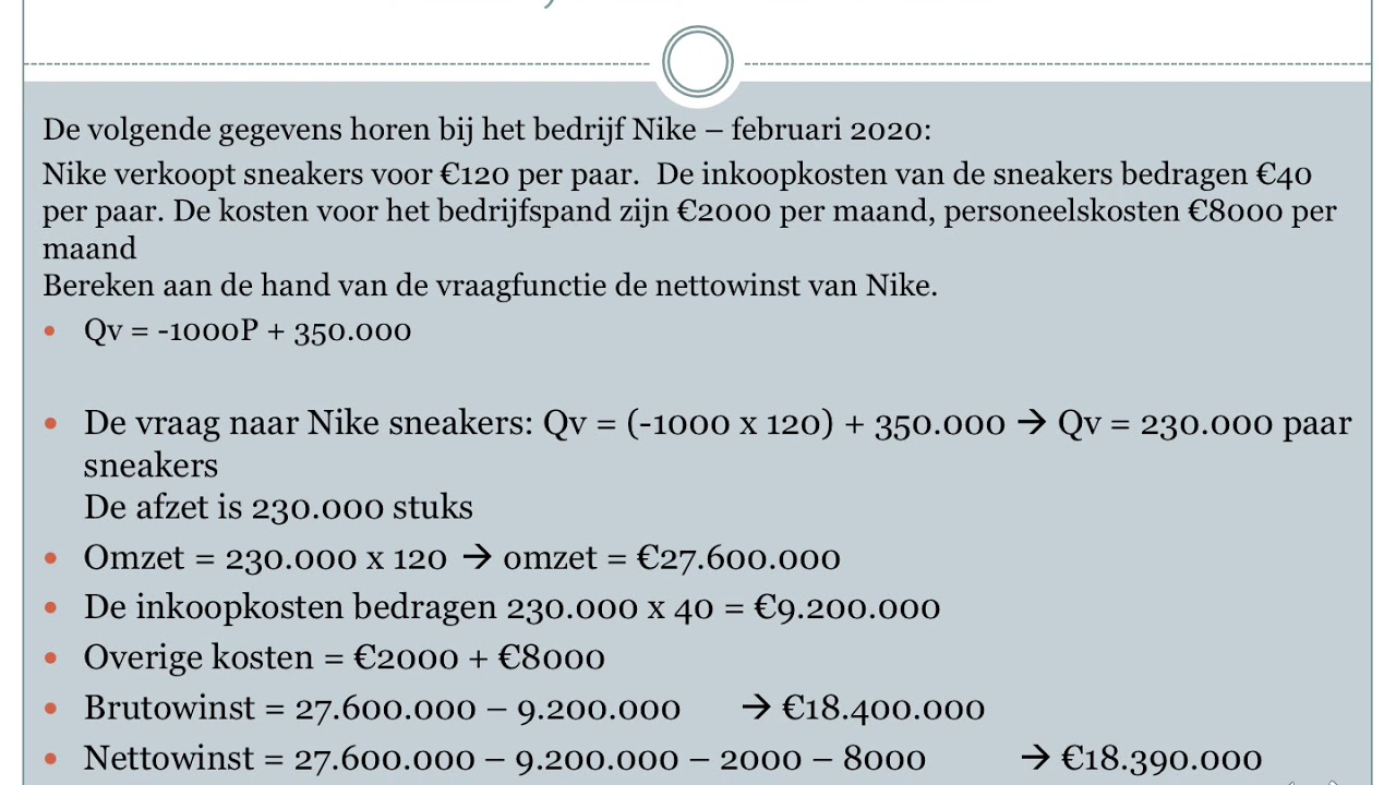 Omzet, afzet, brutowinst en nettowinst. Vaste kosten & variabele kosten