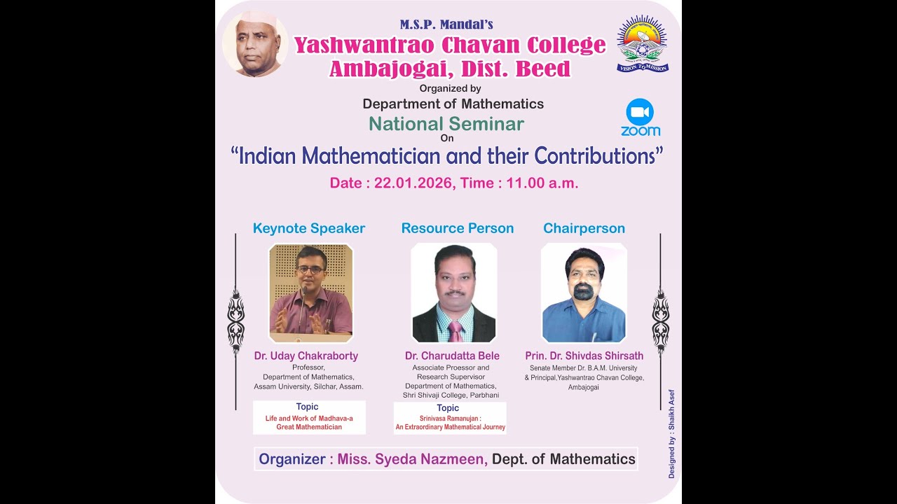 One Day National Level Seminar on Indian Mathematician and Their Contribution