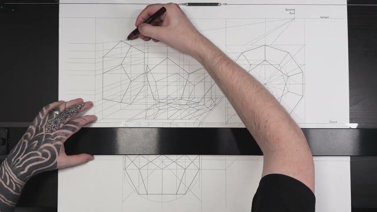 Dodecahedron one point perspective | Part 6 | Final projection