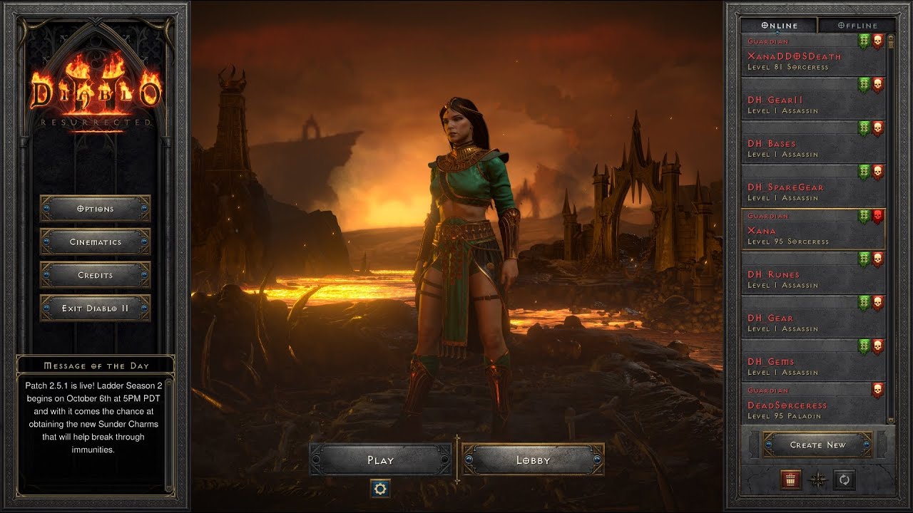 RIP Xana Again (Lvl 95) - Cursed Sorc - #14 D2R Hardcore Ladder 2 Char - Americas DDOS Attack D/C