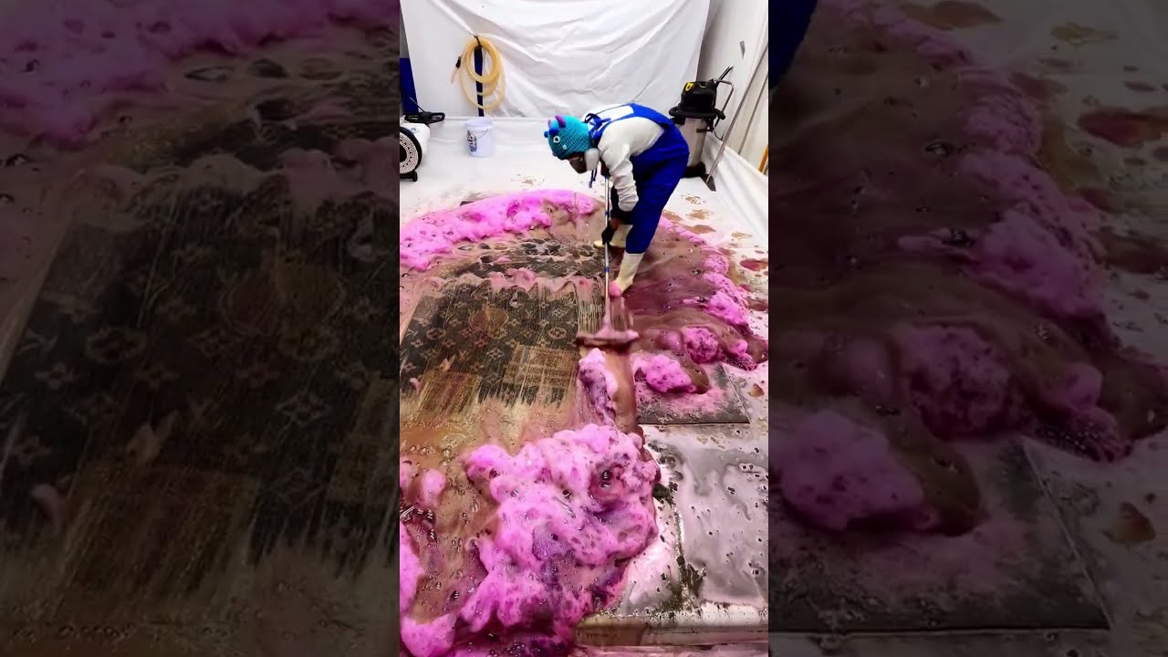 Cleaning satisfying the dirty carpet with blue foaming blast #fblifestyle #asmr #cleaning 