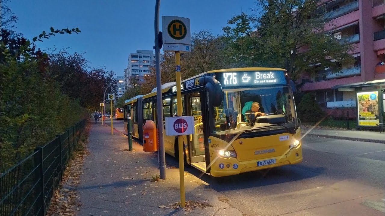Mitfahrt Kompletter X76 von U-Alt-Mariendorf bis Nahariyastraße in Scania GN16 4693