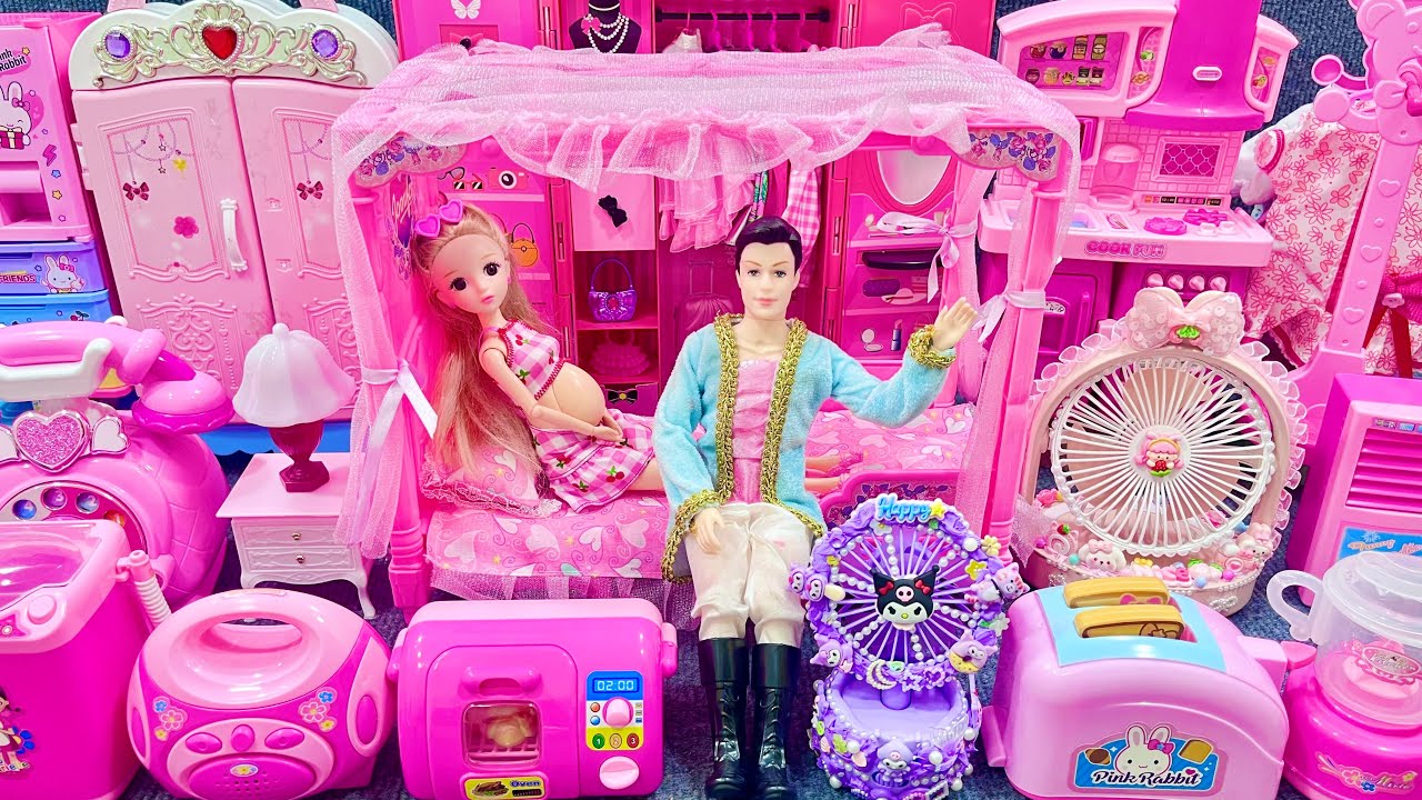 13 Minutes Satisfying with Unboxing Pink Barbie Doll Bedroom,Kitchen Collection Review Toys | ASMR