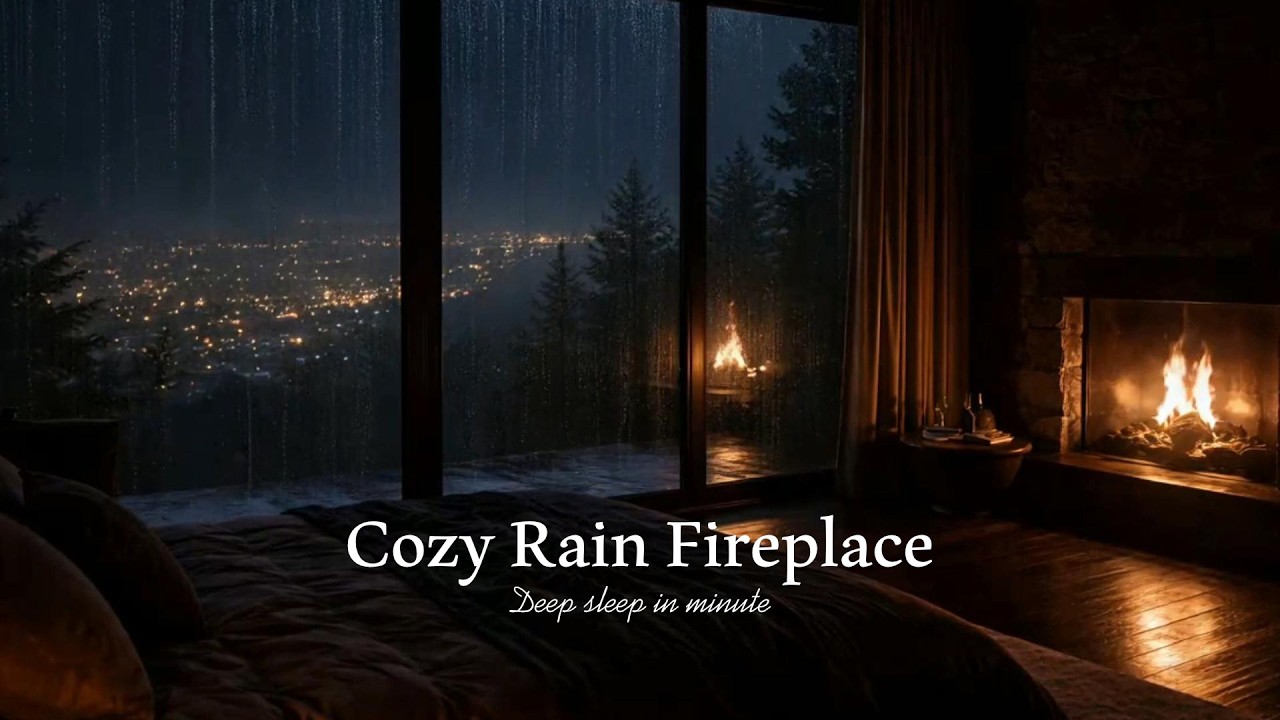 3 Hours Rain and Fireplace Sounds in a Cozy Cabin 🌧️ | Deep Sleep Ambience