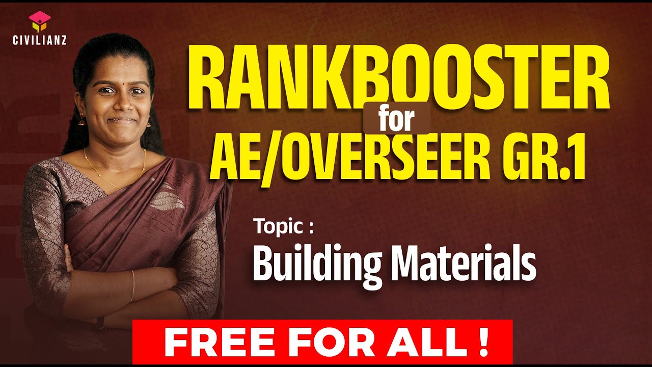 🔥 Rank Booster FREE CLASS !! Building Materials Live Class for Overseer Gr.1 & AE Exams | Civilianz