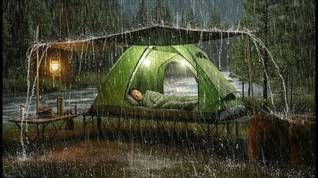 Одиночный поход в сильный дождь, самая безумная буря // Отдых во время дождя и сильного ветра