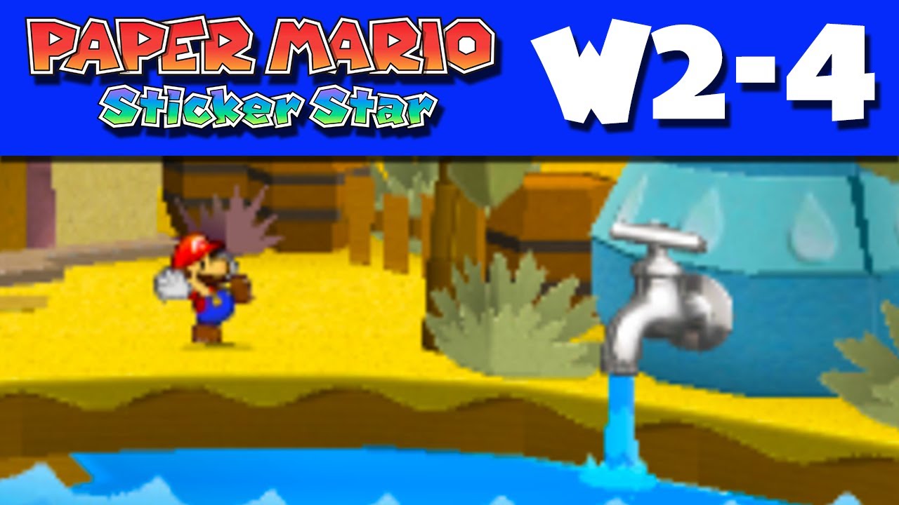 Paper Mario Sticker Star - Gameplay Walkthrough World 2-4 - Damp Oasis (Nintendo 3DS)