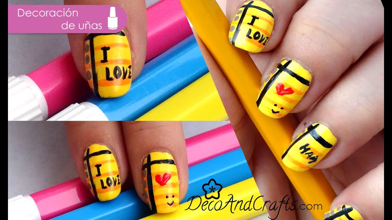U&ntilde;as decoradas para el Regreso a clases - Nails BackToSchool - DecoAndCrafts