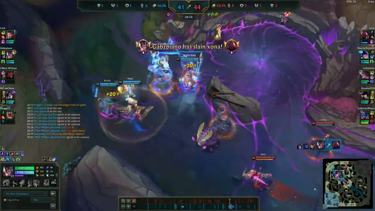 Xin Zhao Pentakill in a close, masters ranked game