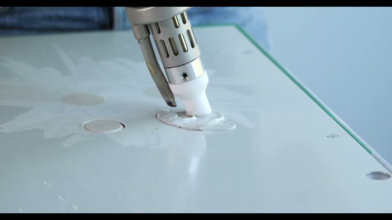 Hole repair with 35.5 mm patches - alkus solid plastic panel
