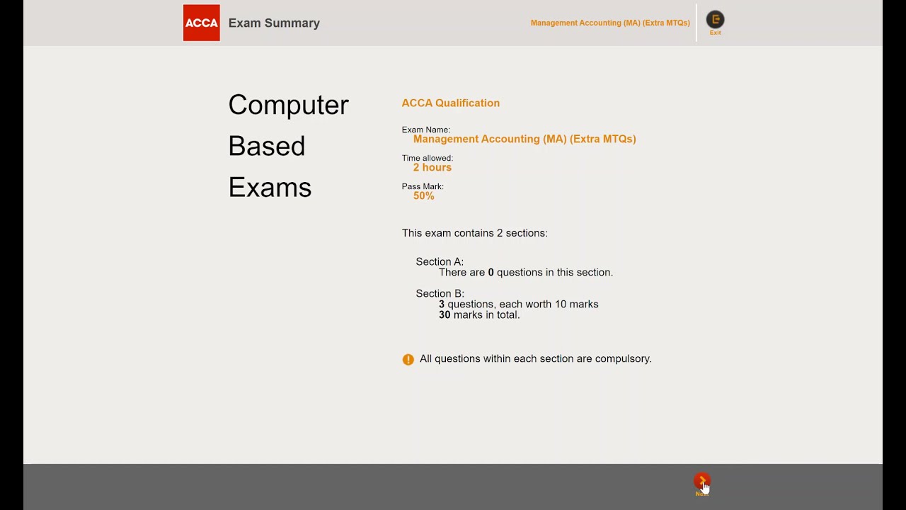 ACCA/FIA  F2/FMA/MA  additional MTQS questions