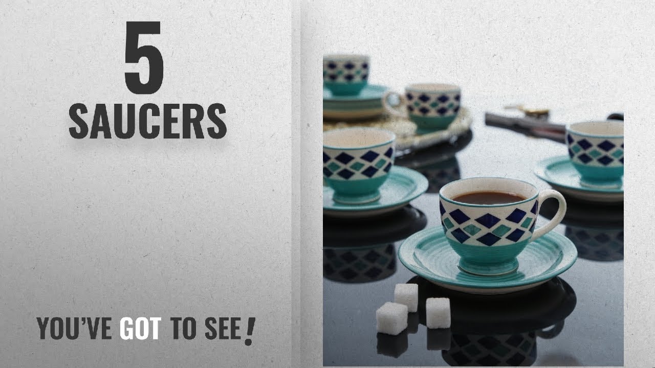 Top 10 Saucers [2018]: Sky Blue Handpainted Cup & Saucer