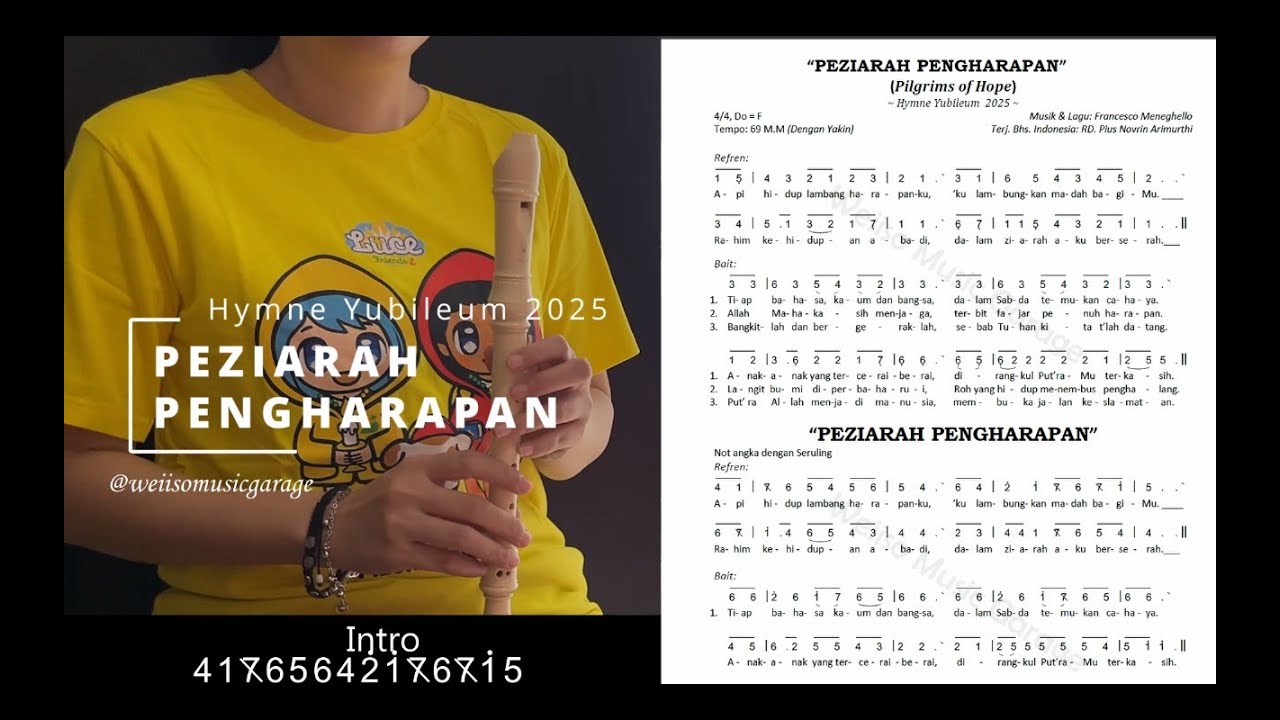 'Peziarah Pengharapan' (Pilgrims of Hope) Hymne Yubileum 2025 - Not Angka dengan Recorder | Weiiso