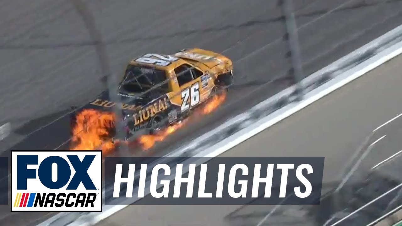 Tyler Ankrum, Raphael Lessard trigger huge wreck off turn 4 | NASCAR ON FOX HIGHLIGHTS