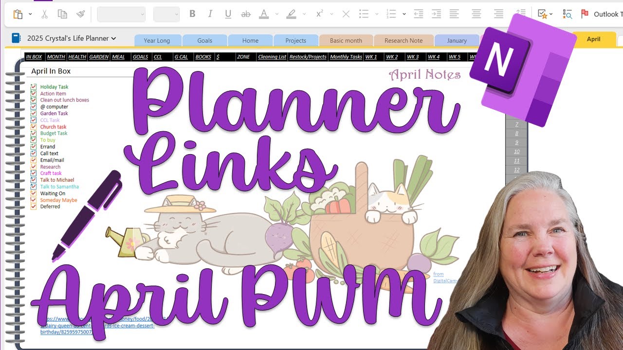 April Digital Plan With Me in OneNote Planner using links to pages