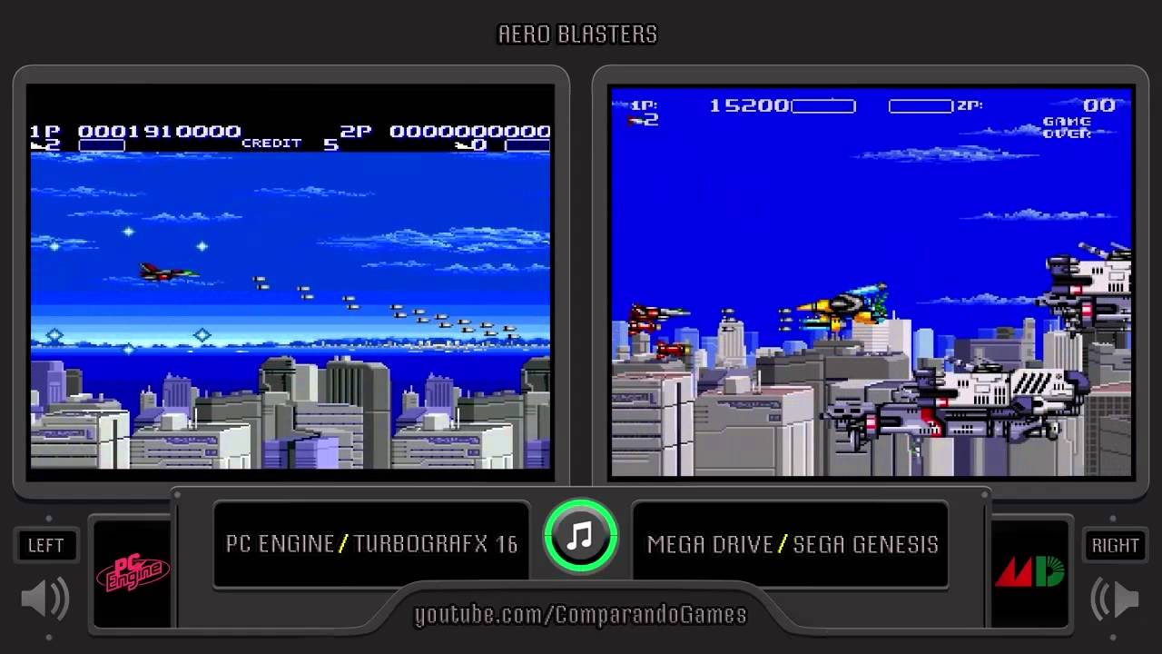 Aero Blasters (Pc Engine vs Mega Drive) / Air Buster (Sega Genesis vs Turbografx 16)
