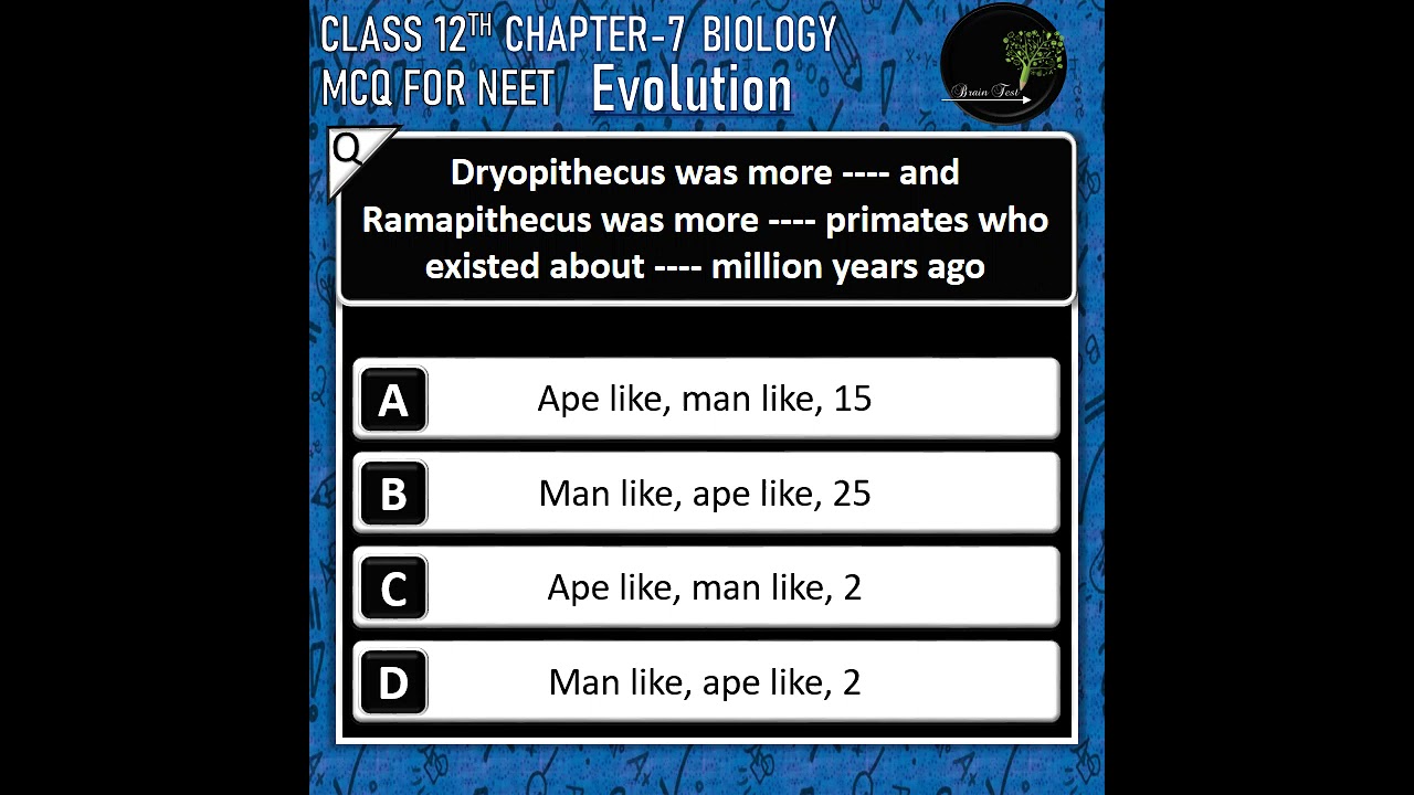 Evolution class 12 chapter 7 mcq for neet 2022
