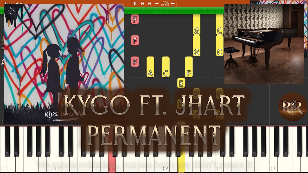 Kygo ft. JHart - Permanent Synthesia Piano Tutorial | Accompaniment