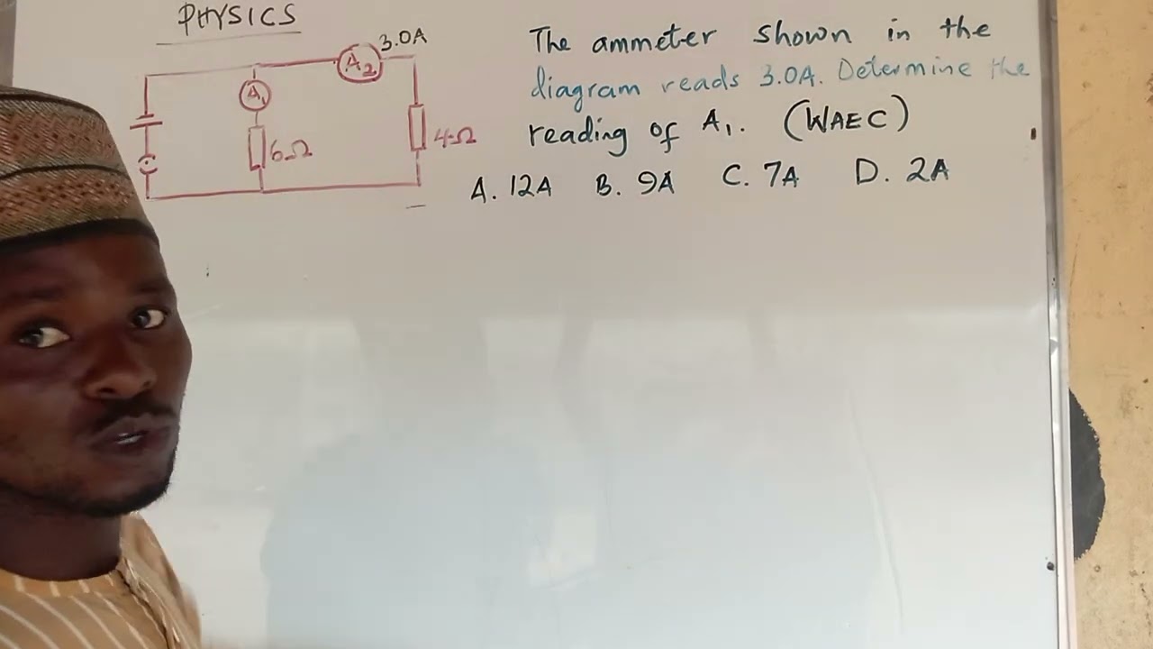 Calculating the ammeter reading, A1 in an electric circuit.