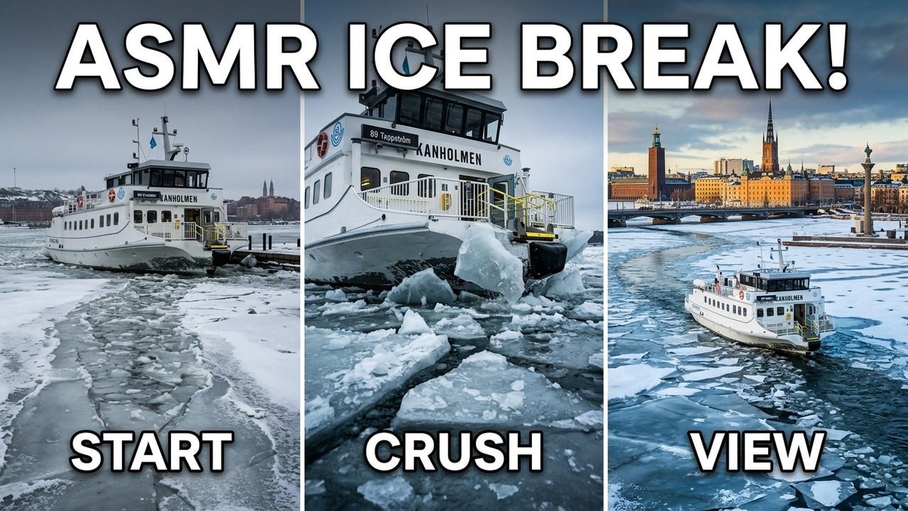 ASMR Ice Cracking: Frozen Stockholm Winter Boat Tour