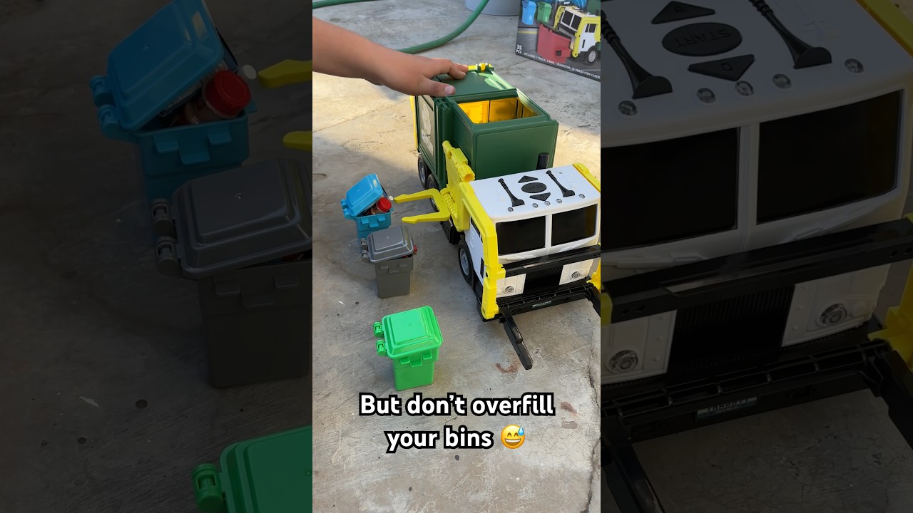 Toy Garbage Truck Picking Up Mini Bins! 🚛🗑️ | Kids Trash Truck Toy